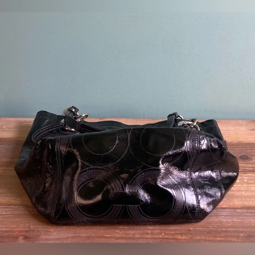 Coach Alex Signature Stitched Patent Leather Tote Bag  14265